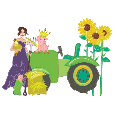 The Princess and the Pig Farmer with a green tractor